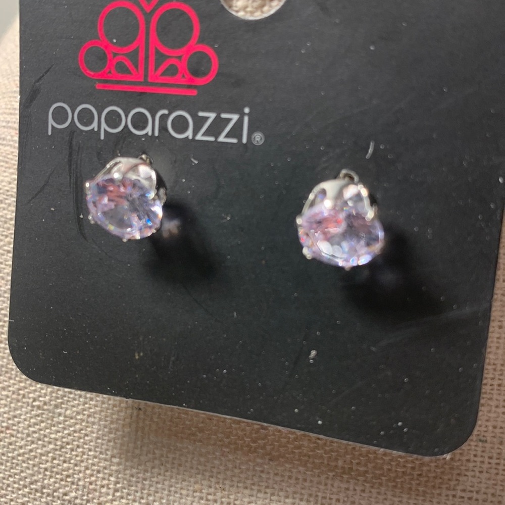 Small silver rhinestones earrings lady or man .